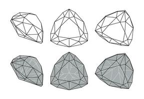 Set of isolated triangular gemstone illustrations vector