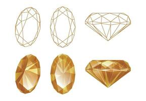 Set of isolated oval gemstone illustrations vector