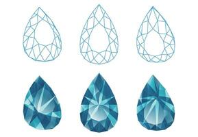 Set of isolated water drop gemstone illustrations vector