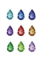 Set of isolated colorful teardrop shaped gemstones vector