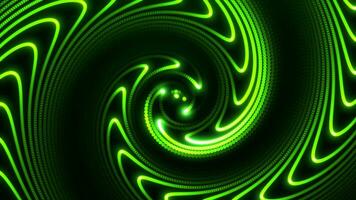 Abstract swirl green neon background with bright glowing lights and dots video