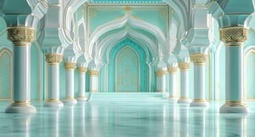 AI generated a islamic masjid on a blue background photo