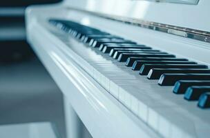AI generated a close up of a white piano in a white room photo