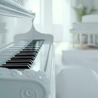 AI generated a close up of a white piano in a white room photo