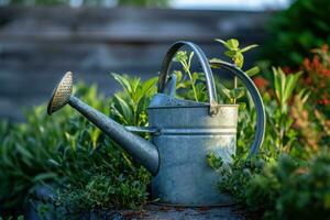 AI generated a watering can in a garden photo