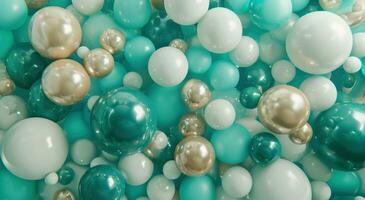 AI generated an aerial shot of a background with tons of water balloons in teal and white photo