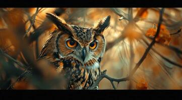 AI generated an owl persuades it's prey with its large, bright eyes photo