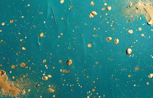 AI generated gold confetti and confetti on blue background christmas photo