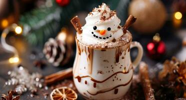 AI generated snowman free ice cream coffee photo