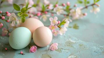 AI generated easter egg basket surround on bright pink background in slow motion photo