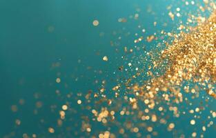 AI generated gold confetti and confetti on blue background christmas photo