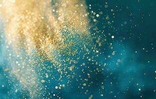AI generated gold confetti and confetti on blue background christmas photo