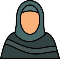 Moslem Woman Line Filled Icon vector