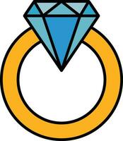 diamante anillo línea lleno icono vector