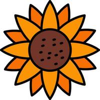 Sunflower Line Filled Icon vector