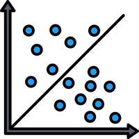 icono lleno de línea de gráfico de dispersión vector