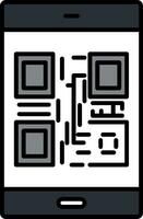 icono lleno de línea de código qr vector