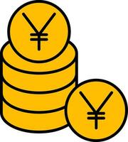 Yen Line Filled Icon vector