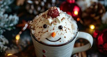 AI generated snowman free ice cream coffee photo
