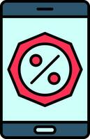 Discount Line Filled Icon vector