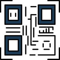 icono lleno de línea de código qr vector