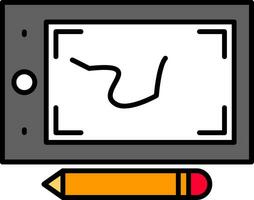 Pen Tablet Line Filled Icon vector