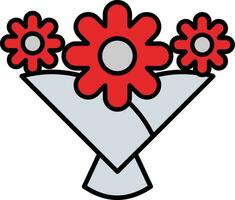 Flower Bouquet Line Filled Icon vector