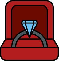 anillo caja línea lleno icono vector