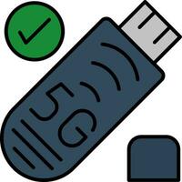 Usb Stick Line Filled Icon vector