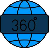 360 View Line Filled Icon vector