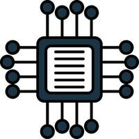 Computer Chip Line Filled Icon vector