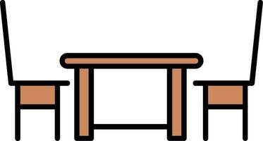 Dining Table Line Filled Icon vector