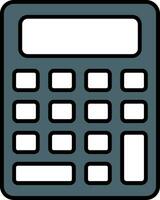 icono lleno de línea de calculadora vector