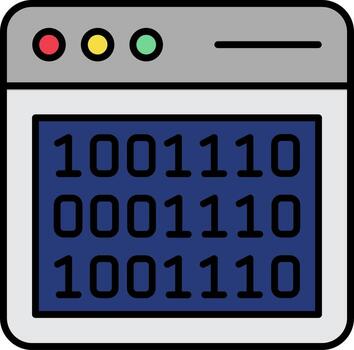 binario código línea lleno icono vector