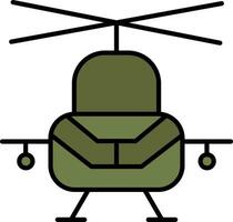 militar helicóptero línea lleno icono vector