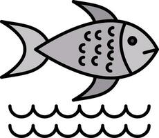 Fish Line Filled Icon vector