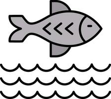 Fish Line Filled Icon vector