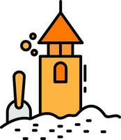 Sand Castle Line Filled Icon vector