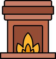 icono lleno de línea de chimenea vector