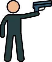 Policeman Holding Gun Line Filled Icon vector