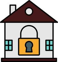 House Lock Line Filled Icon vector