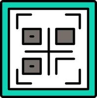 icono lleno de línea de código qr vector