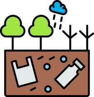Land Pollution Line Filled Icon vector