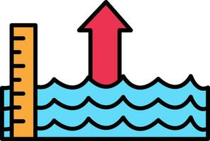Sea Level Rise Line Filled Icon vector