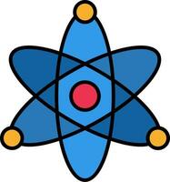 átomo línea lleno icono vector