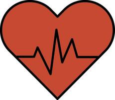 Heart Beat Line Filled Icon vector