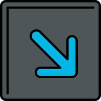 Down Right Line Filled Icon vector