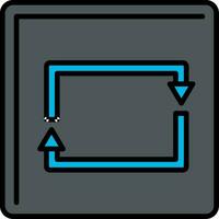 rectangular flecha línea lleno icono vector