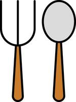 Fork Spoon Line Filled Icon vector