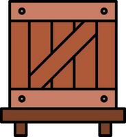 Wooden Box Line Filled Icon vector